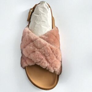 NWT and Box Aquatalia Ireena Shealing/Calf Fur Slippers with Dust Bag Size 8M